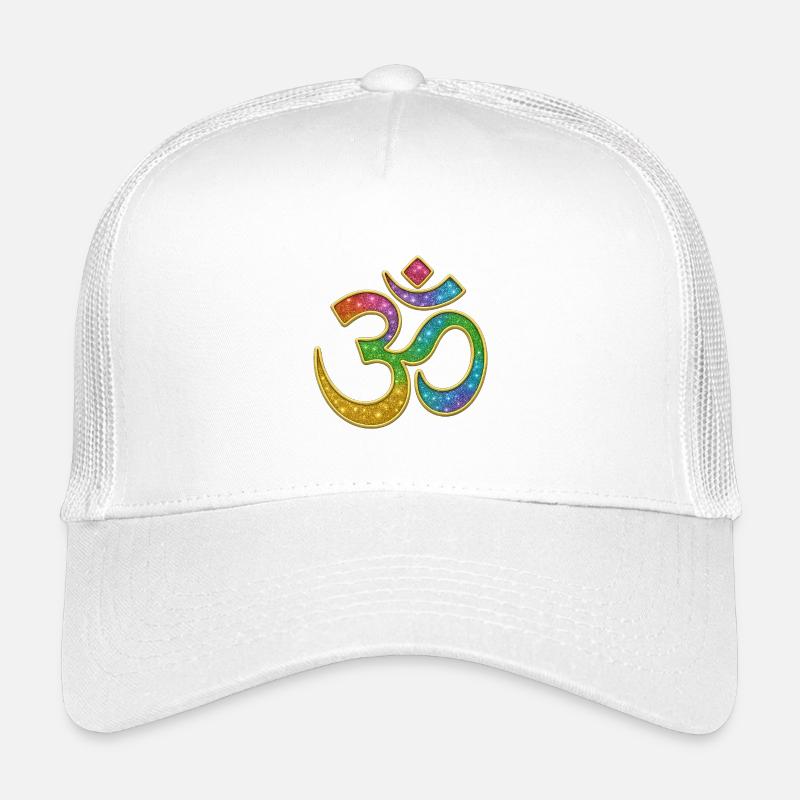 Regenbogen Om Symbol im Glitter-Design - Kinder Trucker-Cap - Weiß