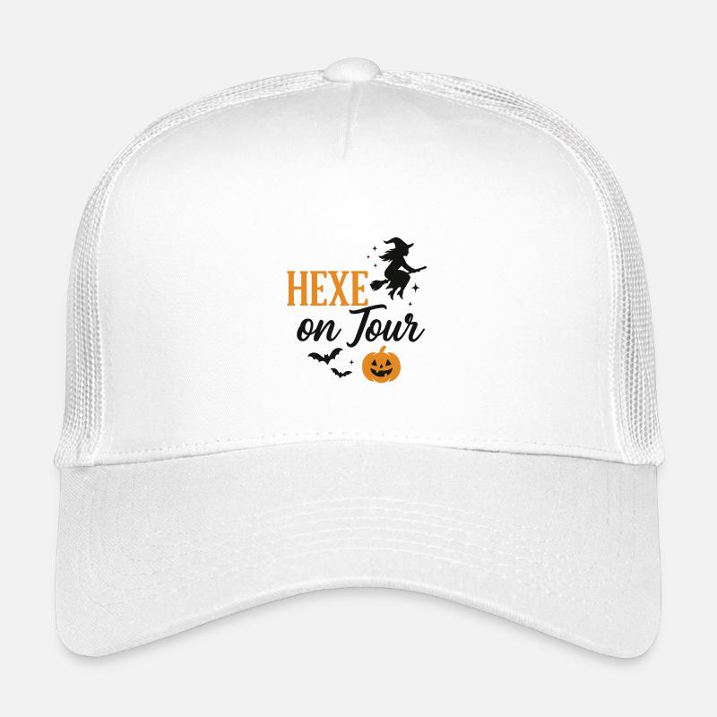 Hexe auf Halloween Herbstschnitt - Kinder Trucker-Cap - Weiß