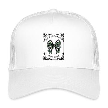 Black and white goth striped bow in a tarot frame - Casquette trucker enfant - blanc - Devant