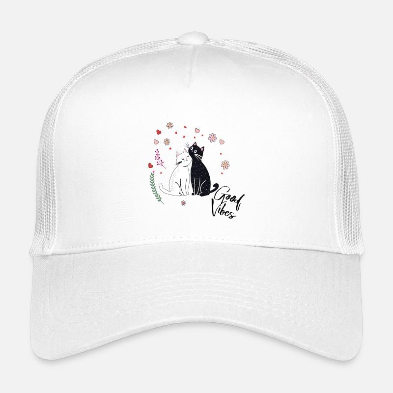 Verspielte Katzen mit Herzen und Blumen - Kinder Trucker-Cap - Weiß