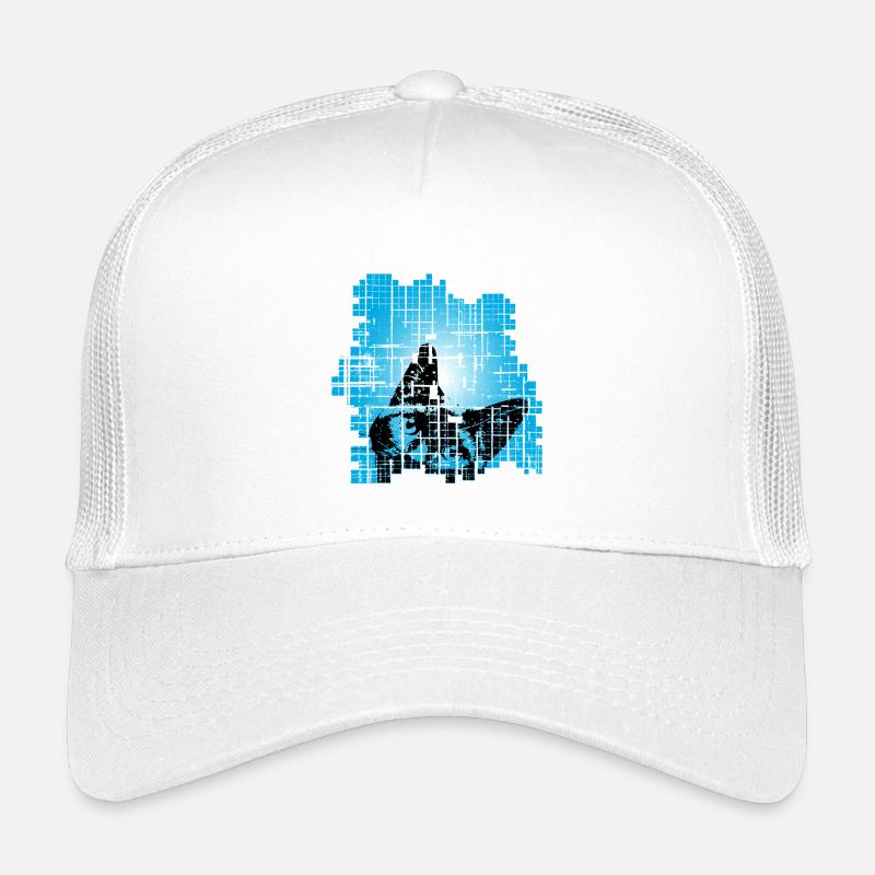 Cat in Pixel Grid Blue Kids’ Trucker Cap