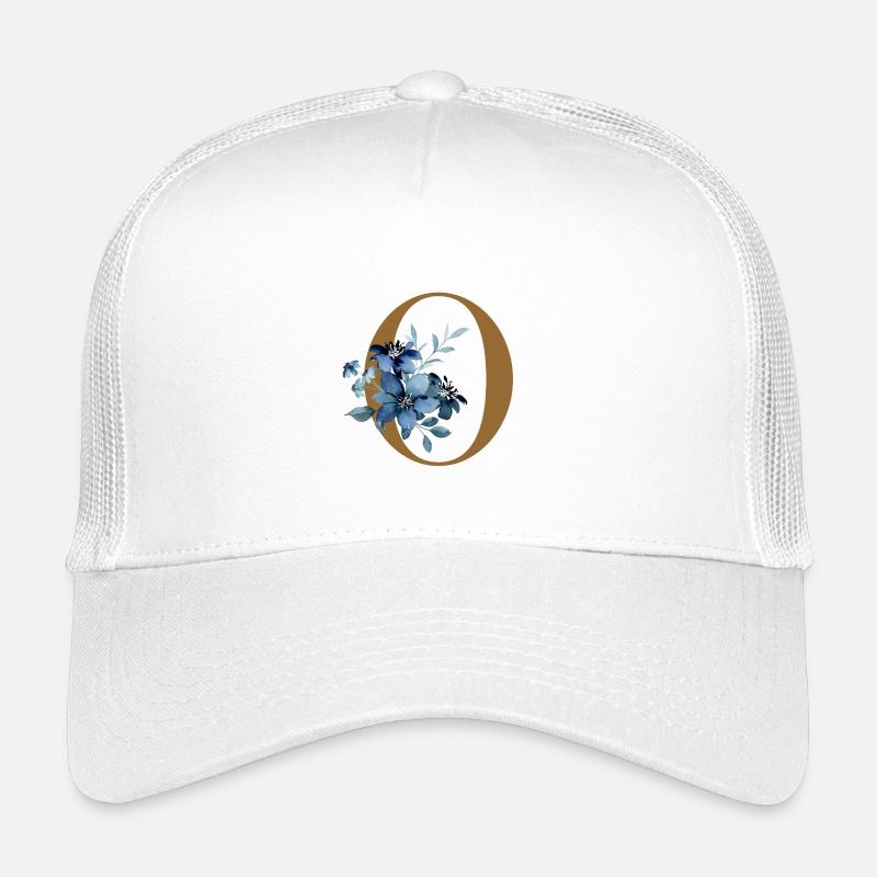 Florales O – Goldener Buchstabe mit Blüten - Kinder Trucker-Cap - Weiß