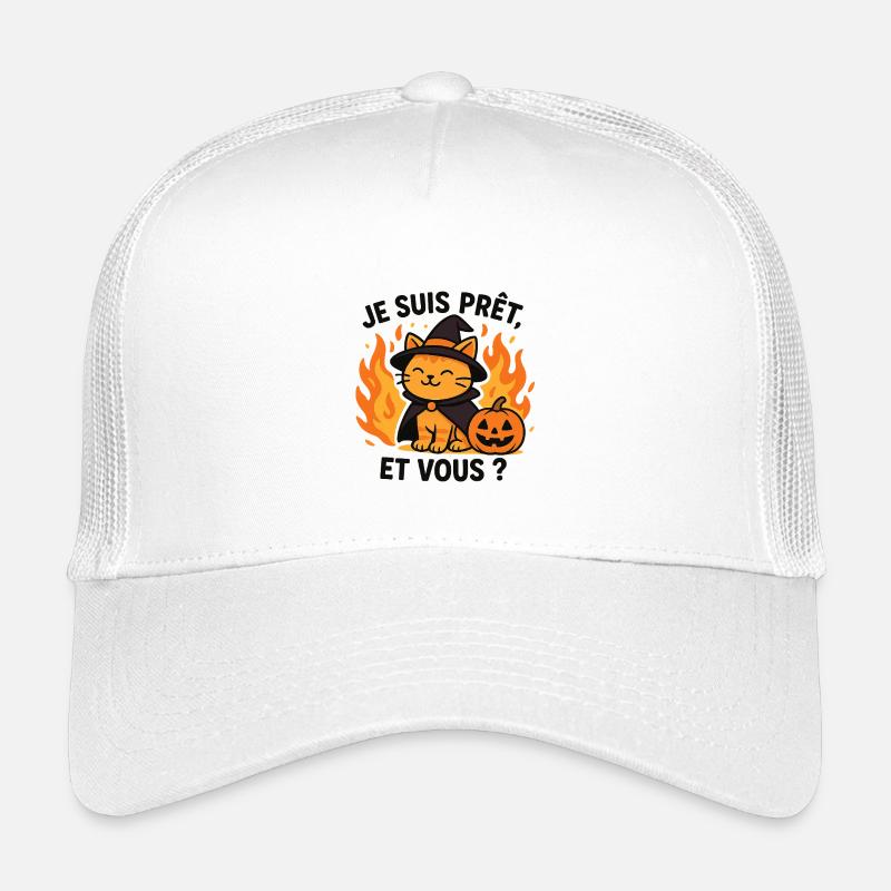 Halloween Zauberer Katze Bereit - Kinder Trucker-Cap - Weiß