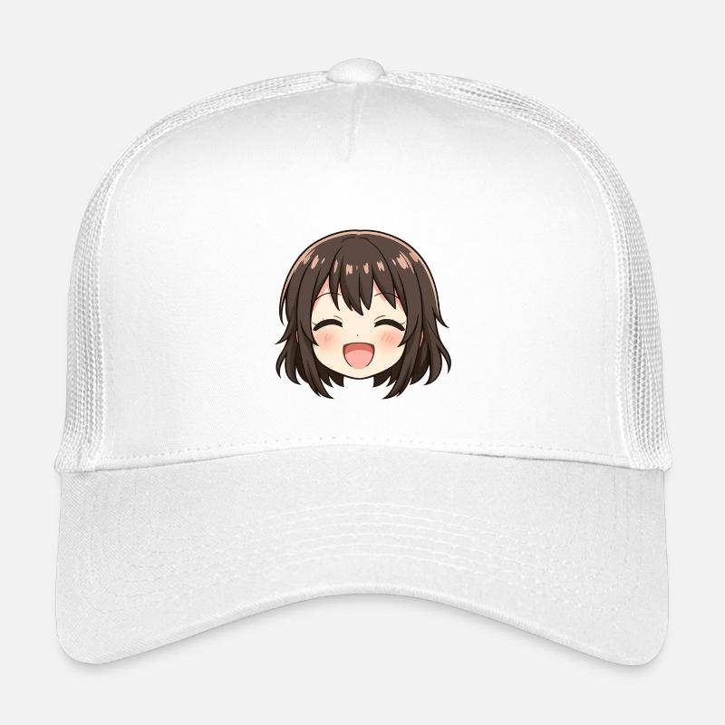 Chibi Gesicht Braunes Lächeln Kinder Trucker-Cap