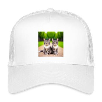 Feline twins on the road - Kids’ Trucker Cap - white - Front