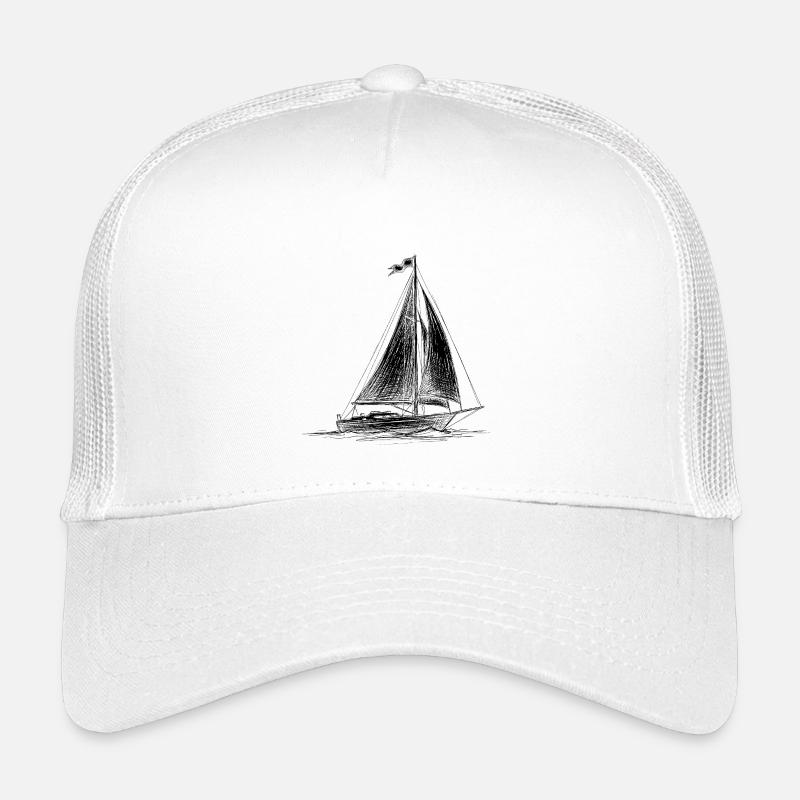 Sailboat Sketch – Hand Drawn Sailing Ship - Kids’ Trucker Cap - white
