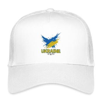 Ukraine Flag Splash Art - Kids’ Trucker Cap - white - Front