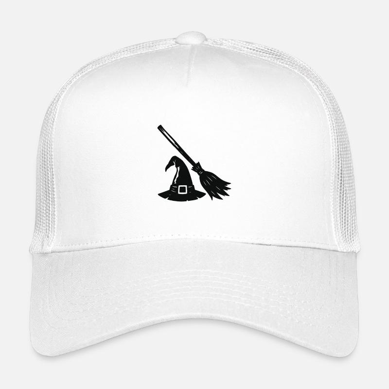 Chapeau de sorcière et silhouette de balai Casquette trucker enfant