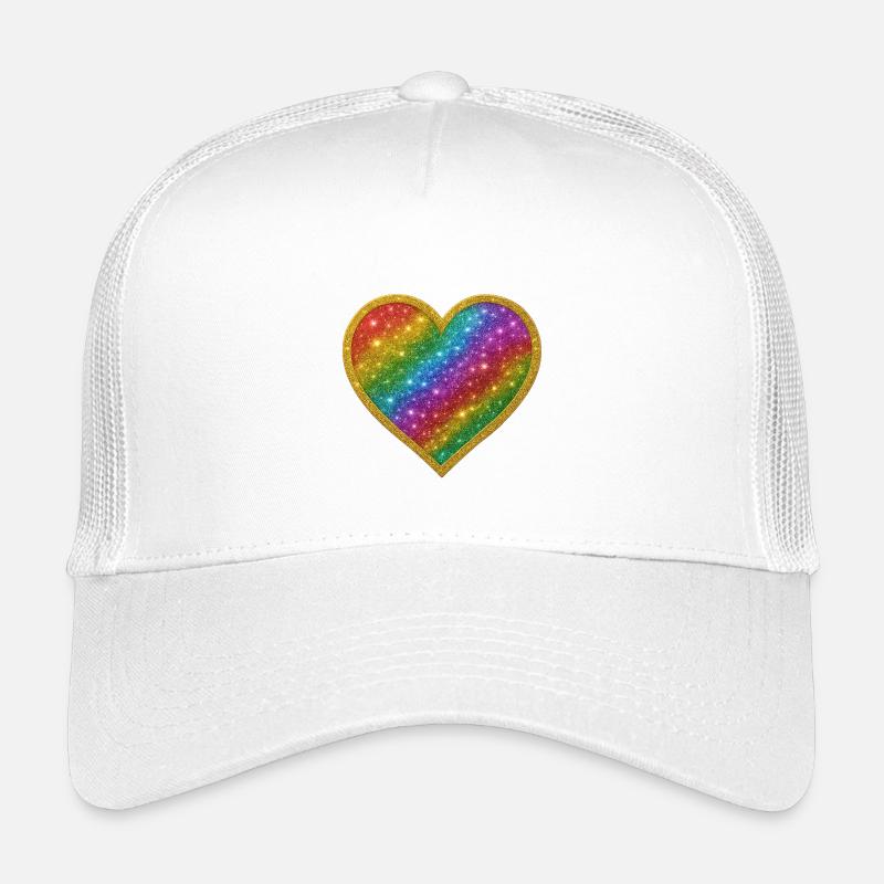 Regenbogenherz mit Goldrand - Kinder Trucker-Cap - Weiß