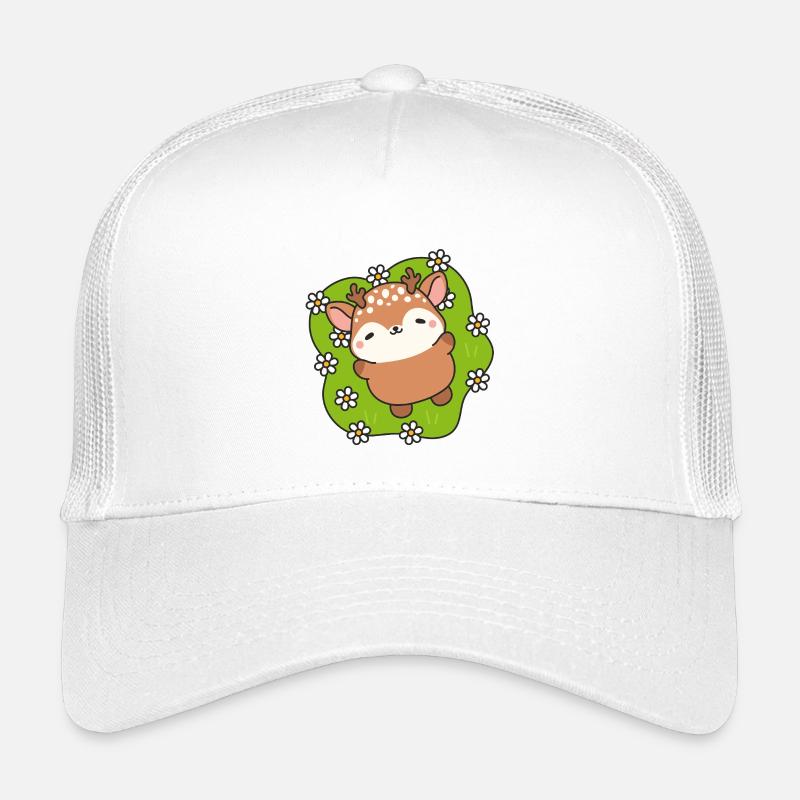 Cute Deer in Bloom on Green Grass Kids’ Trucker Cap