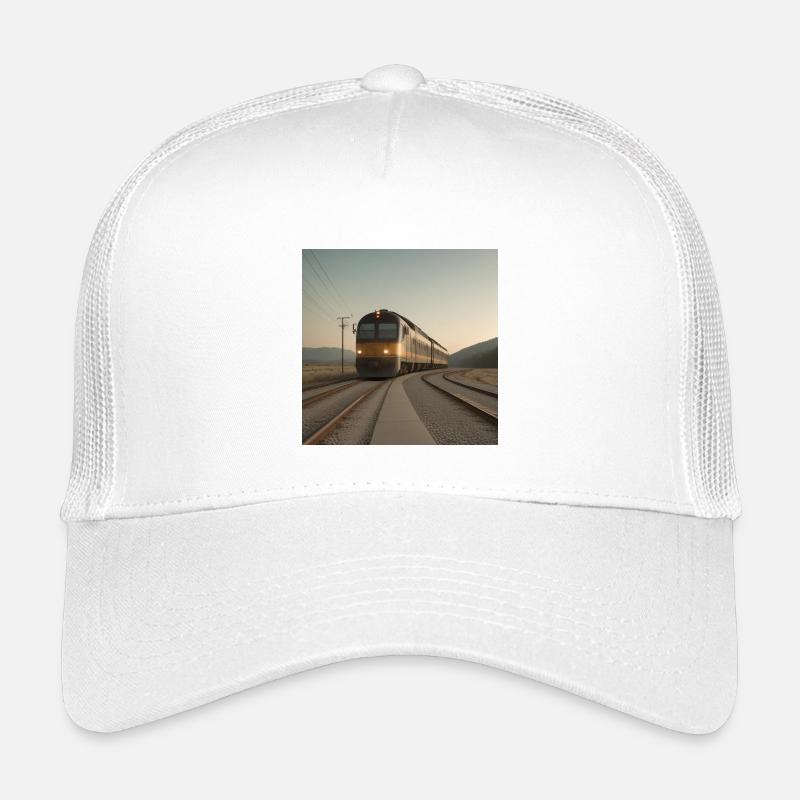 Trainieren Sie in der Abenddämmerung auf den Gleisen - Kinder Trucker-Cap - Weiß