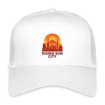 Aufgehende Sonne Stadt Skyline Silhouette  - Kinder Trucker-Cap - Weiß - Vorne