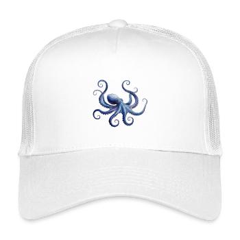 Majestic Octopus, Blue and Purple - Kids’ Trucker Cap - white - Front