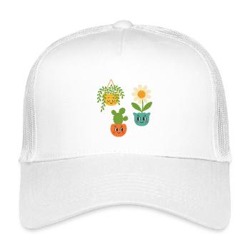 Trio de plantes en pot - Casquette trucker enfant - blanc - Devant