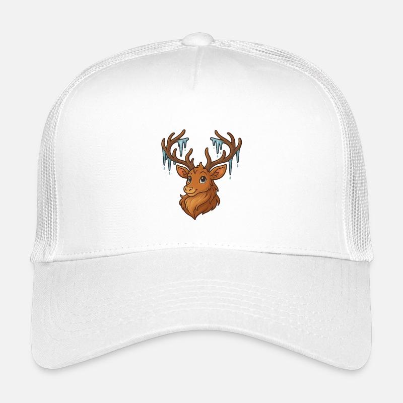 Winterhirsch mit Eiszapfen - Kinder Trucker-Cap - Weiß