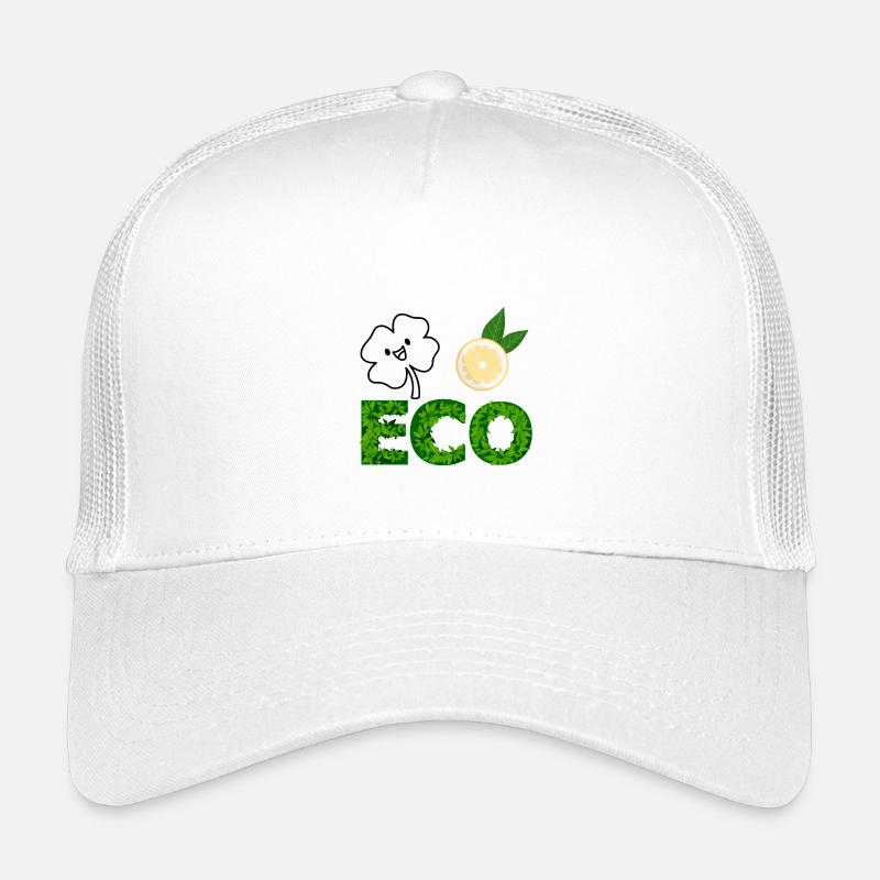 Öko Blatt Buchstaben mit Zitronenscheibe - Kinder Trucker-Cap - Weiß