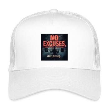No Excuses, Just Results – Neon Gym Motivation of the - Kids’ Trucker Cap - white - Front