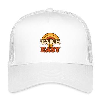 Take It Easy Retro Design - Kinder Trucker-Cap - Weiß - Vorne