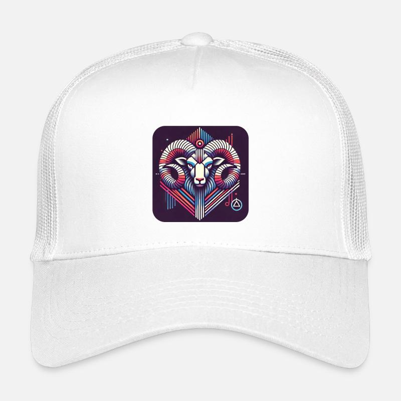 Neon Widder Ram Geometrische Linienkunst - Kinder Trucker-Cap - Weiß