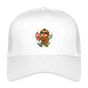 Cool Sloth Skateboard Treat Cone - Kinder Trucker-Cap - Weiß - Vorne