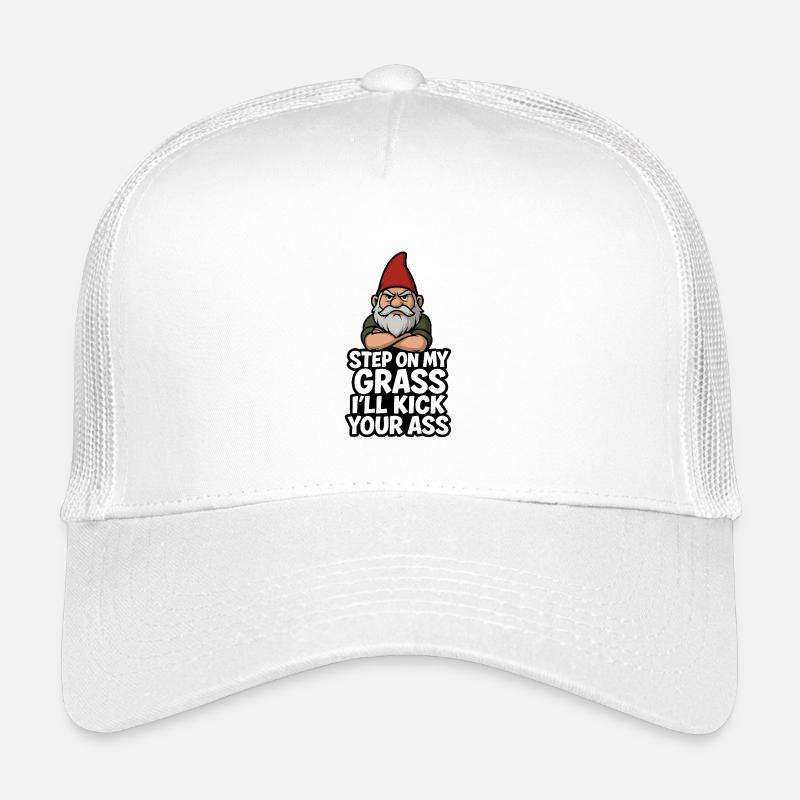Gnom Spruch Schritt auf mein Gras - Kinder Trucker-Cap - Weiß