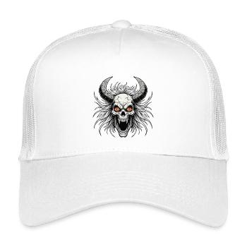 Teufelsschädel mit Hörnern - Kinder Trucker-Cap - Weiß - Vorne