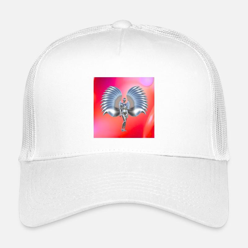 Cyber Engel Design im roten Neon-Gradient Kinder Trucker-Cap