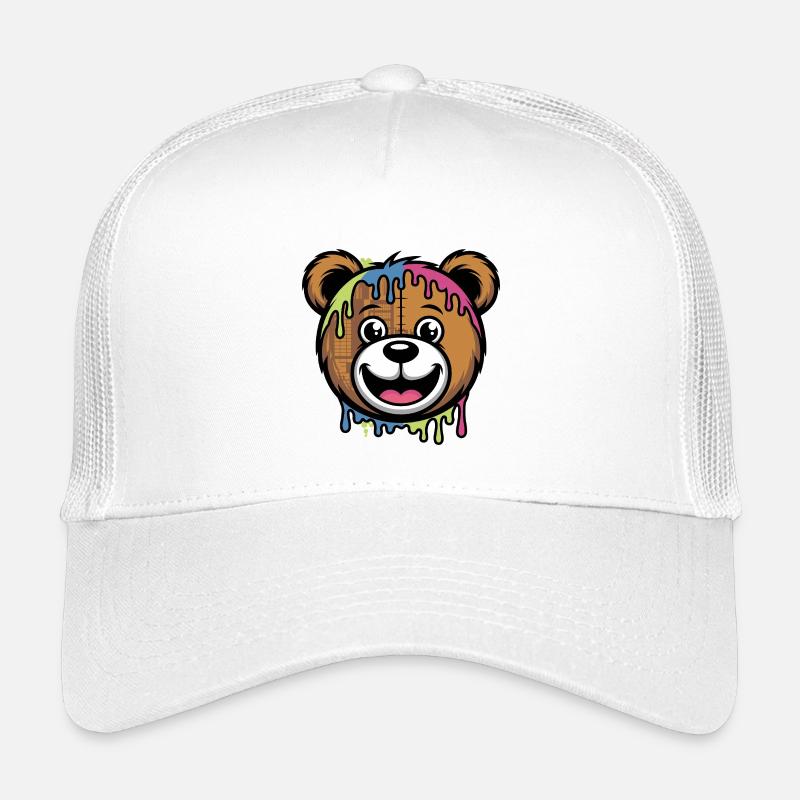  Bunter Tropfender Teddybär Kopf Kawaii Regenbogen Kinder Trucker-Cap