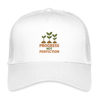 Progress instead of perfection - Kids’ Trucker Cap - white - Front