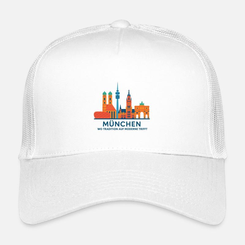 München Skyline: Tradition trifft Moderne - Kinder Trucker-Cap - Weiß