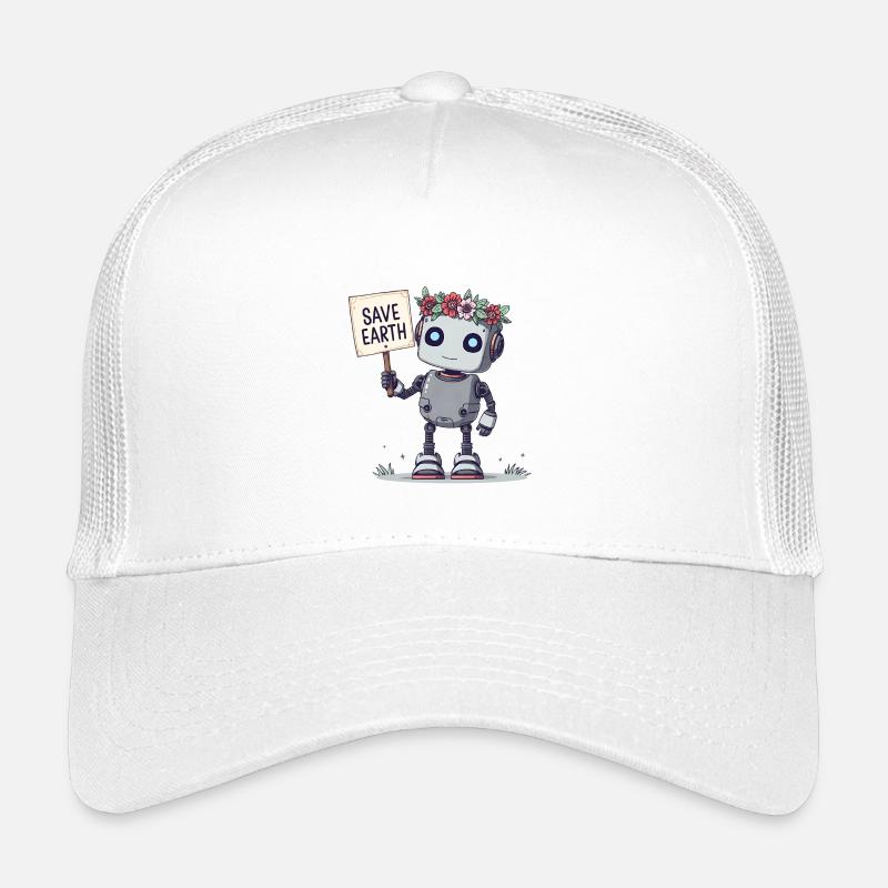 Robot mignon avec couronne de fleurs – Save Earth Casquette trucker enfant