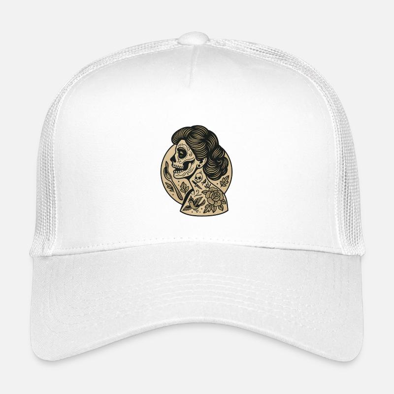 Female Skull - Kinder Trucker-Cap - Weiß