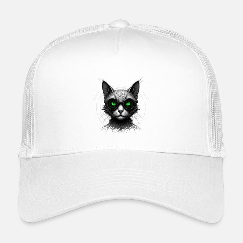 Grüne Augen Computer Programmierer Geek Katze - Kinder Trucker-Cap - Weiß
