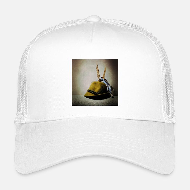 Alpenhut mit Federband - Kinder Trucker-Cap - Weiß
