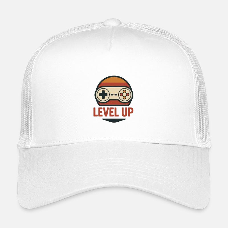 Level Up Retro Controller Grafik - Kinder Trucker-Cap - Weiß