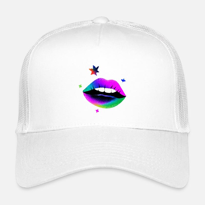 Regenbogen Lippen Pop Art Neon Kinder Trucker-Cap