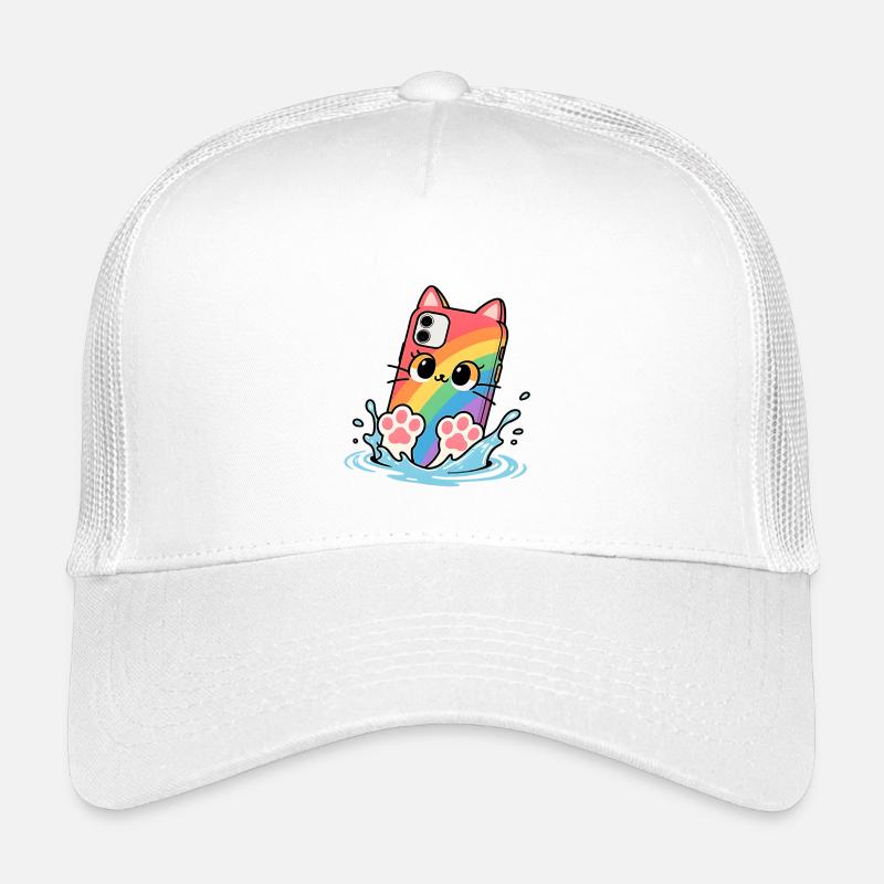 Tauchen Regenbogen Katze Handy - Kinder Trucker-Cap - Weiß
