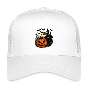 Halloween Pumpkin Haunted House Scene - Kids’ Trucker Cap - white - Front