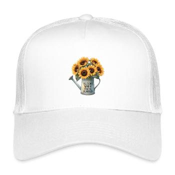Bloom Where You’re Planted Sunflower Design - Kids’ Trucker Cap - white - Front
