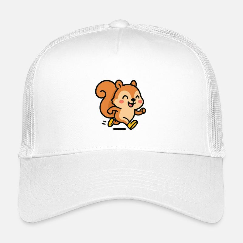 Glückliches Eichhörnchen auf der Flucht - Kinder Trucker-Cap - Weiß