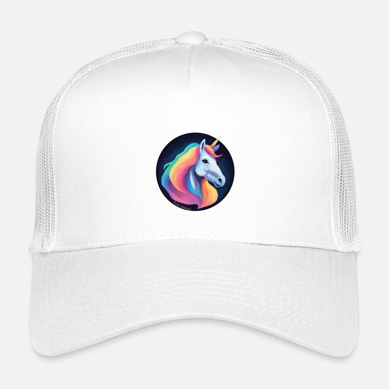 Regenbogen-Einhorn - Kinder Trucker-Cap - Weiß