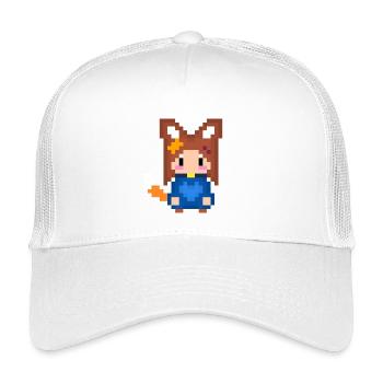 Pixel Kitsune Fuchs Mädchen in Blauer Hoodie - Kinder Trucker-Cap - Weiß - Vorne
