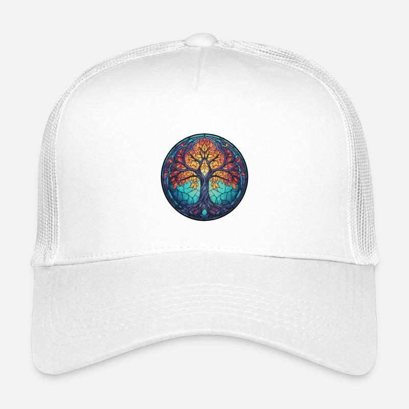Baum des Lebens, Natur Zeichnung, Heiliger Baum - Kinder Trucker-Cap - Weiß