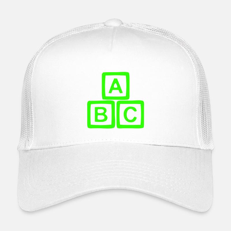 Neon Block ABC Art - Bunter Druck - Kinder Trucker-Cap - Weiß