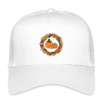 Herbstlicher Kürbis Familienkranz - Kinder Trucker-Cap - Weiß - Vorne