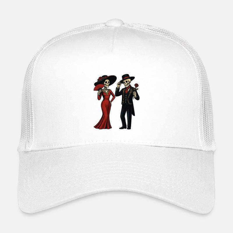 Elégant duo de squelettes en robe de soirée Casquette trucker enfant