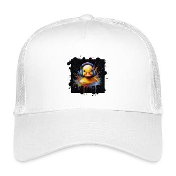 Music Rubber Duck – Funny Animal Motif with Headphones - Kids’ Trucker Cap - white - Front