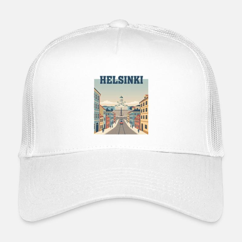 Helsinki Straßenbahn zum Senatsplatz - Kinder Trucker-Cap - Weiß