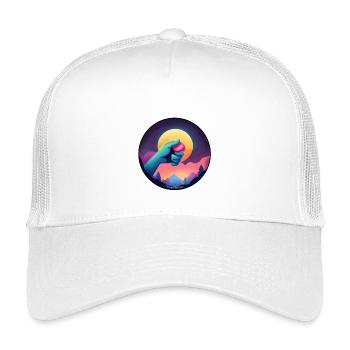 Blaue Hand hält einen Chip - Kinder Trucker-Cap - Weiß - Vorne