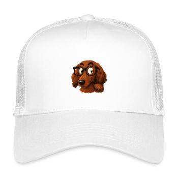 Spectacled Dog Cartoon Character - Kids’ Trucker Cap - white - Front